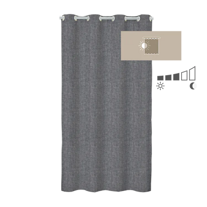 Rideau tamisant, Tricot, coton, gris H.250 x l.140 cm INSPIRE