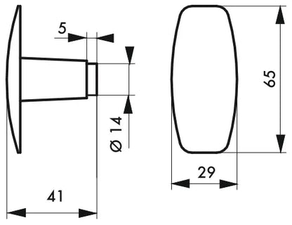 Bouton et béquille pour serrure en applique horizontale, carré 6mm/adaptateur7mm