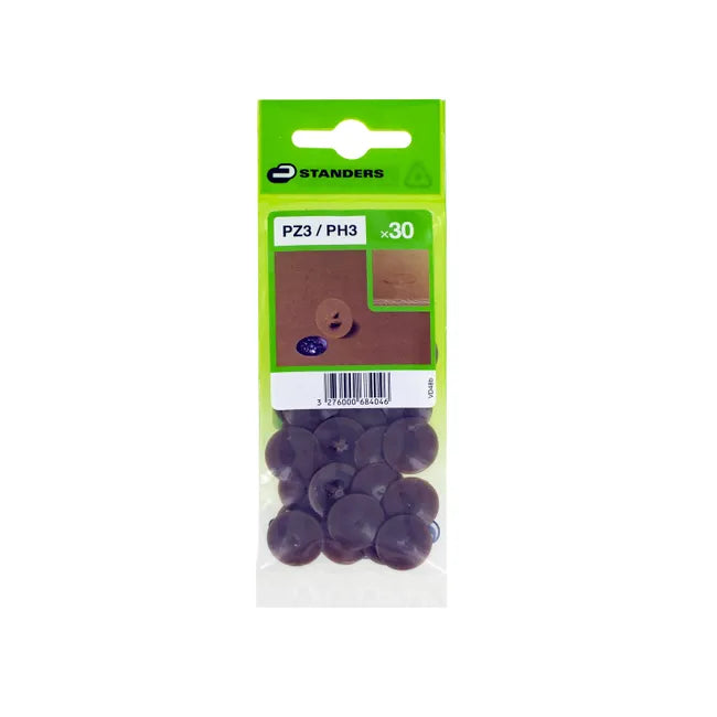 Lot de 30 caches-vis polypropylène rond marron STANDERS Ø6 mm