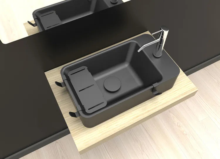 Accessoire pour lave-mains inox noir l.18.3 x P.8 cm, Smart