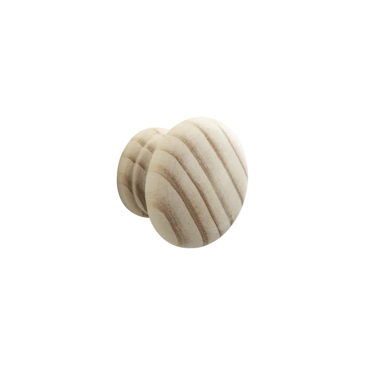Bouton de meuble rond, bois naturel, Diam.40 mm