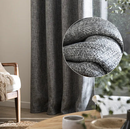 Rideau tamisant, Tricot, coton, gris H.250 x l.140 cm INSPIRE