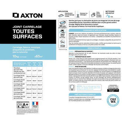Joint tous types de carrelage et mosaïque AXTON noir 10kg
