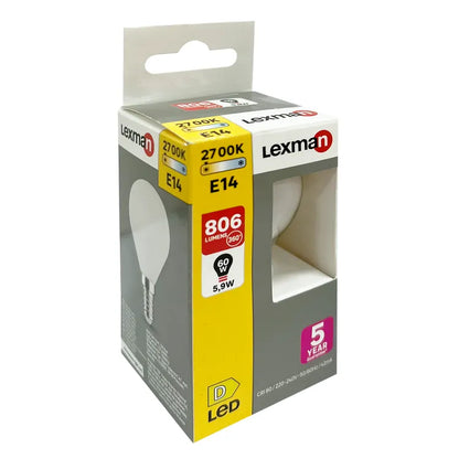 Ampoule led, sphérique E14, 806lm = 60W, blanc chaud, LEXMAN