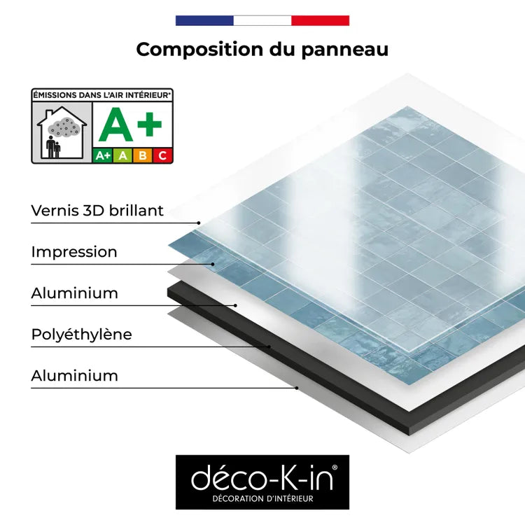 Panneau mural ZELLIE BLEU finition brilliante L.125 cm x H.210 cm