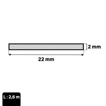 Plat aluminium brut argent lisse, L.2600 mm