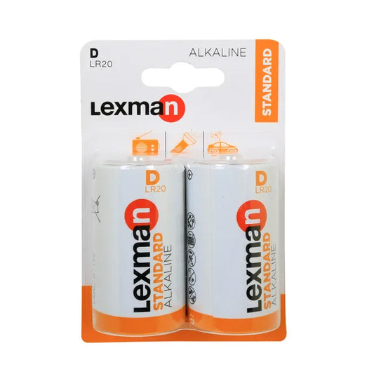Lot de 2 piles alcaline lr20 d, 1.5 V, LEXMAN