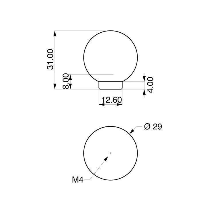 Bouton de meuble rond Boule, abs rouge brillant, Diam.28 mm