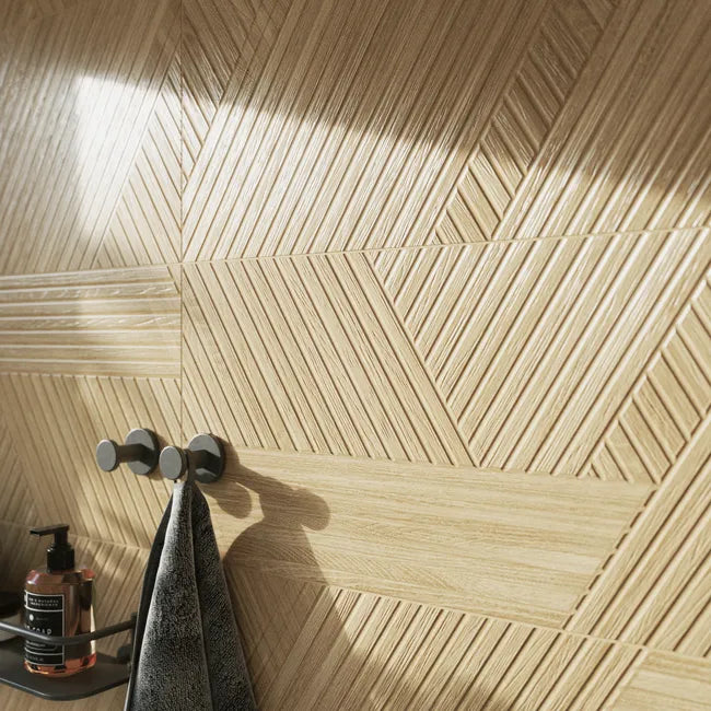 Carrelage mur intérieur effet bois beige Balade l.30 x L.90 cm ARTENS
