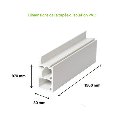 Tapée PVC blanche pour porte et fenêtre, isolation 160mm, L.1.50m